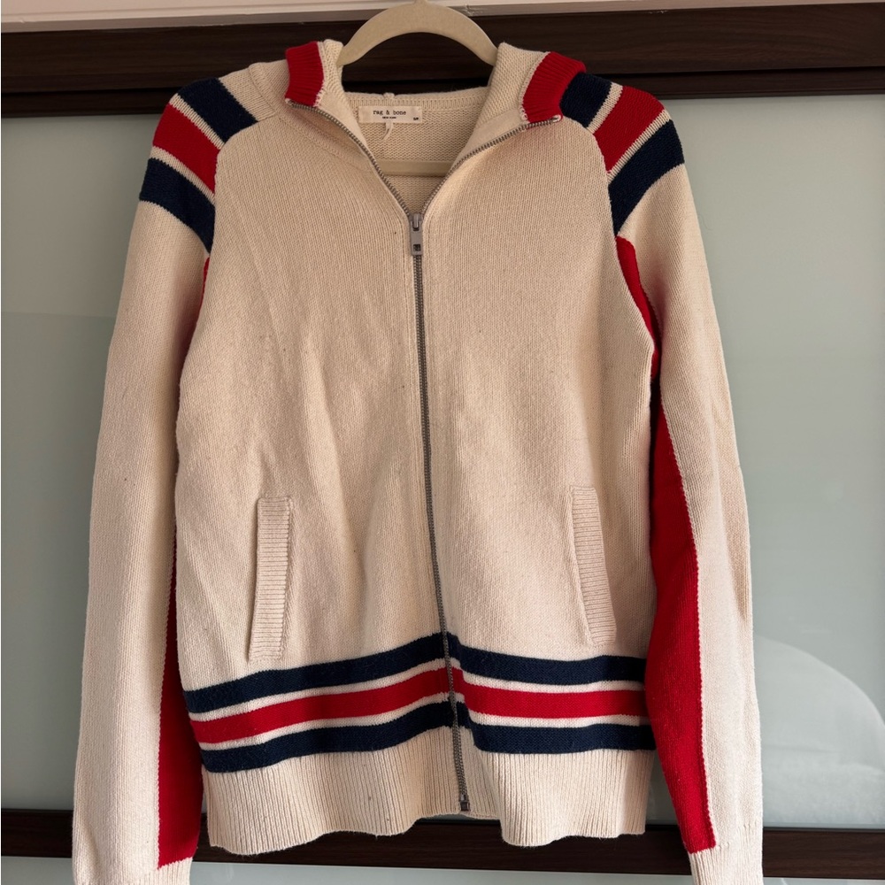 Rag & Bone Cream Knit Zip-Up
